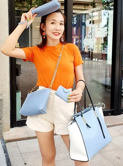 Messenger fashion shoulder bag simple handbag 3pcs set - Image 4