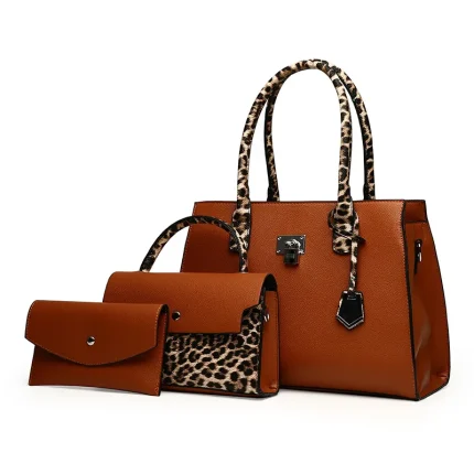 Leopard ladies high capacity shoulder handbag a set - Image 3