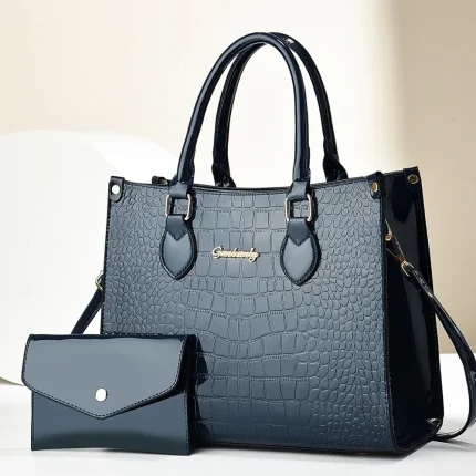 High capacity composite bag crocodile shoulder bag for women - Image 3